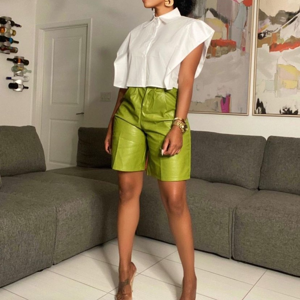 Faux leather shorts great for the holidays